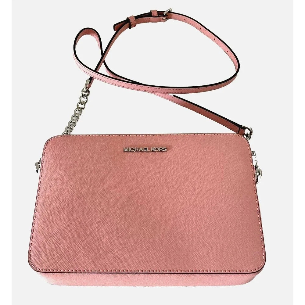 New Michael Kors Jet Set Item Large Zip Chain Crossbody Primrose - Picture 3 of 5